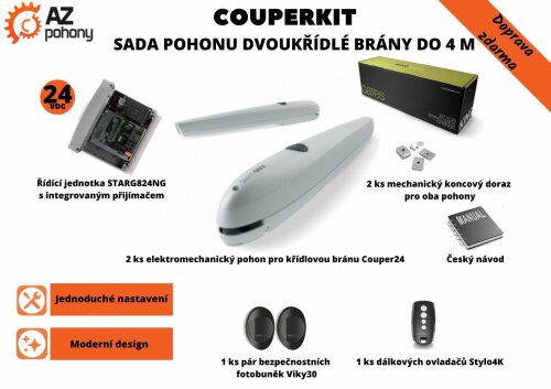 CouperKit - sada pohonu dvoukřídlé brány do 4 m
